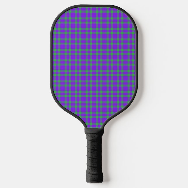 Lila Grün Karomuster Pickleball Schläger (Vorderseite)