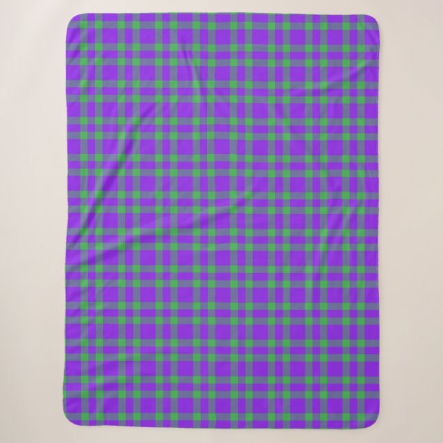 Lila Grün Karomuster Sherpadecke (Vorderseite)