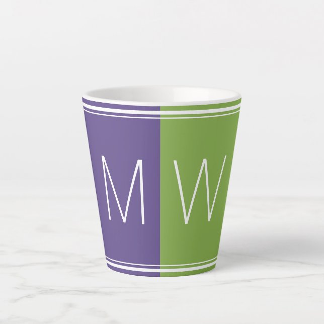 Lila Grün | Modern | MOTIVIEREND | MONOGRAMM Milchtasse (Vorderseite)