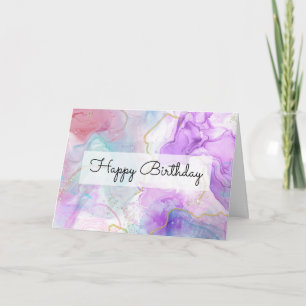 Lila, grün, rosa Blütenfarben Geburtstag Karte