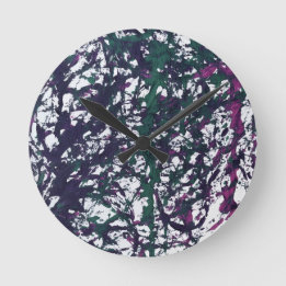 Lila, Grün, Rosa, Marmorkunstwerk Runde Wanduhr