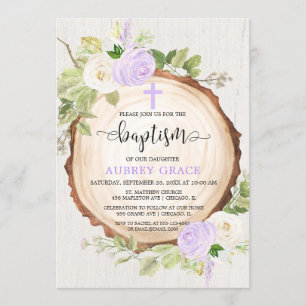 Lila Grün rustikales Taufwald Einladung