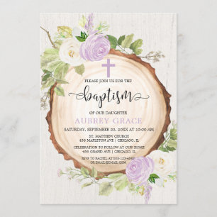 Lila Grün rustikales Taufwald Einladung