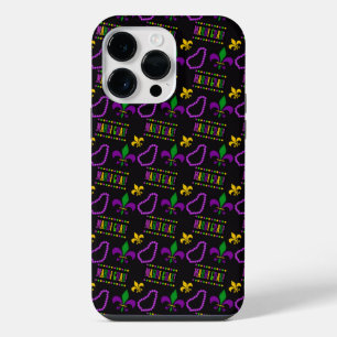 LILA GRÜN SCHWARZ GELB MARDI GRAS PERLEN iPhone 14 PRO MAX HÜLLE