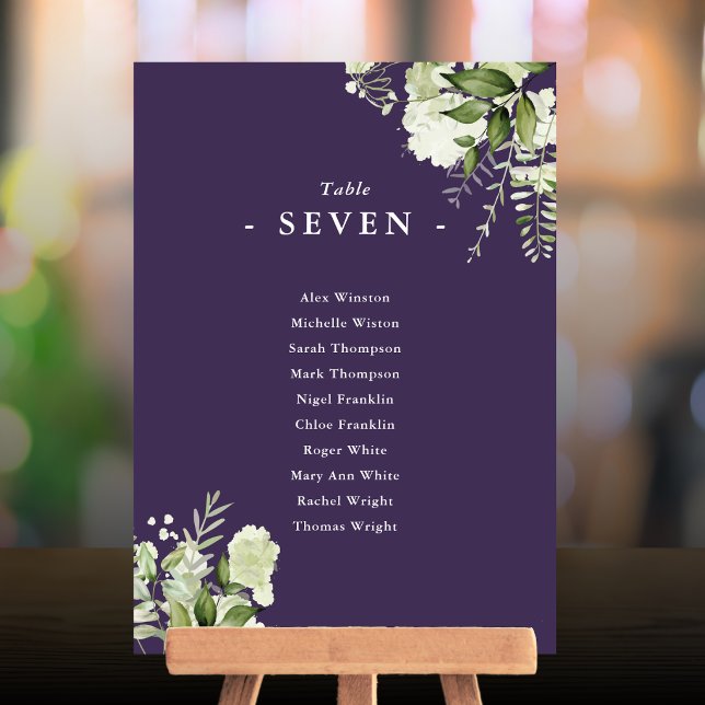 Lila Grün Sitzplan Tischnummer (Purple Greenery Seating Plan Table Number)