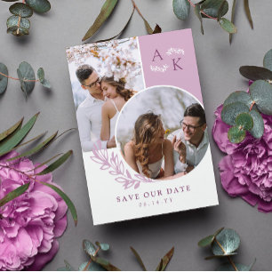 Lila Grün Überlappende Fotos Save The Date