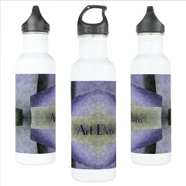 Lila Grün und Schwarz Art Deco Abstrakt Edelstahlflasche