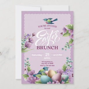Lila Grün Vintage Blumen Oster Brunch Feiertagskarte