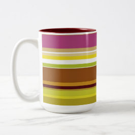 Lila, grünbraune Streifen Zweifarbige Tasse