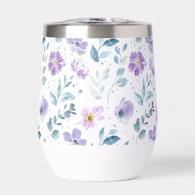 Lila Grüne Aquarell-Wildblume (Vorderseite)