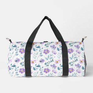 Lila Grüne Aquarell-Wildblume Duffle Bag