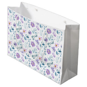 Lila Grüne Aquarell-Wildblume Große Geschenktüte