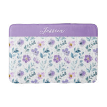 Lila Grüne Aquarell-Wildblumen-Monogramm-Name