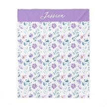 Lila Grüne Aquarell-Wildblumen-Monogramm-Name