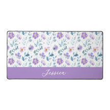 Lila Grüne Aquarell-Wildblumen-Monogramm-Name