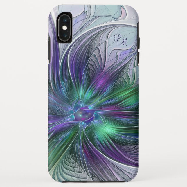 Lila Grüne Blume Abstrakt Art Fraktal Initialen Case-Mate iPhone Hülle (Rückseite)