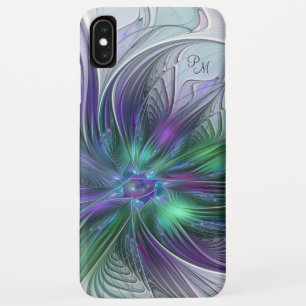 Lila grüne Blume Abstrakt Art Fraktal Monogram Case-Mate iPhone Hülle
