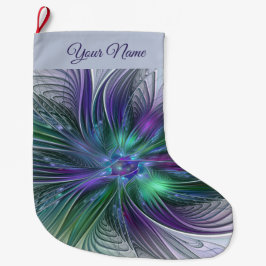 Lila grüne Blume Abstrakt Art Fraktal Name Großer Weihnachtsstrumpf