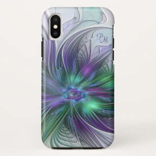 Lila Grüne Blume Abstrakte Fraktal Kunst Initialen Case-Mate iPhone Hülle