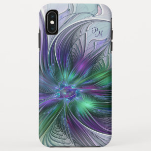 Lila Grüne Blume Abstrakte Kunst Fraktal Initialen Case-Mate iPhone Hülle