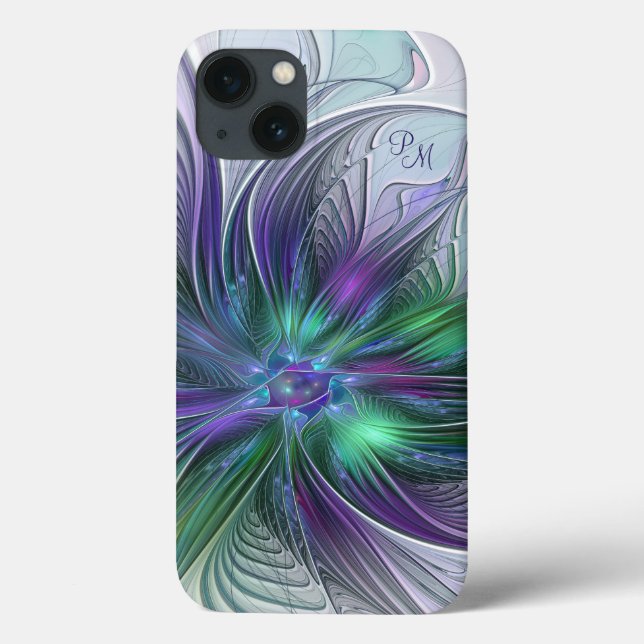 Lila Grüne Blume Abstraktes Fraktal Kunstinitiativ Case-Mate iPhone Hülle (Rückseite)