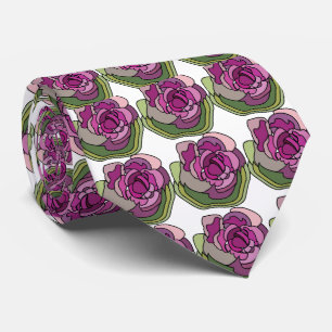 Lila Grüne Blume Floral Krawatte