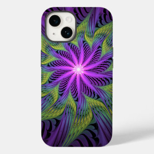 Lila grüne Blume Moderne Abstrakte Fraktal Kunst Case-Mate iPhone 14 Hülle