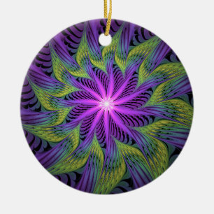 Lila grüne Blume Moderne Abstrakte Fraktal Kunst Keramik Ornament