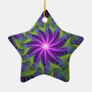 Lila grüne Blume Moderne Abstrakte Fraktal Kunst Keramik Ornament