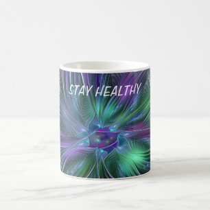Lila Grüne Blume Moderne Abstrakte Fraktale Text Kaffeetasse