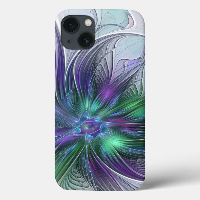 Lila grüne Blume Moderne Abstrakte Kunst Fraktal Case-Mate iPhone Hülle (Rückseite)