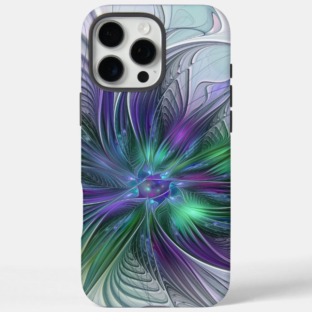 Lila grüne Blume Moderne Abstrakte Kunst Fraktal Case-Mate iPhone Hülle (Rückseite)