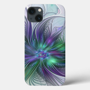 Lila Grüne Blume Moderne Abstrakte Kunst Fraktal Case-Mate iPhone Hülle