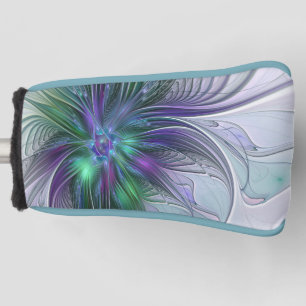 Lila Grüne Blume Moderne Abstrakte Kunst Fraktal Golf Headcover