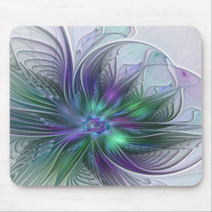 Lila grüne Blume Moderne Abstrakte Kunst Fraktal Mousepad