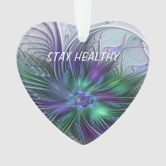 Lila grüne Blume Moderne Abstrakte Kunst Fraktal Ornament (Vorderseite)