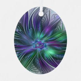 Lila grüne Blume Moderne Abstrakte Kunst Fraktal Ornament Aus Metall