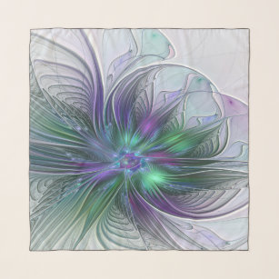 Lila grüne Blume Moderne Abstrakte Kunst Fraktal Schal