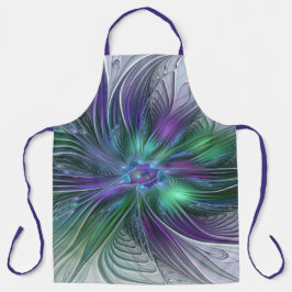 Lila grüne Blume Moderne Abstrakte Kunst Fraktal Schürze