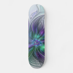 Lila grüne Blume Moderne Abstrakte Kunst Fraktal Skateboard