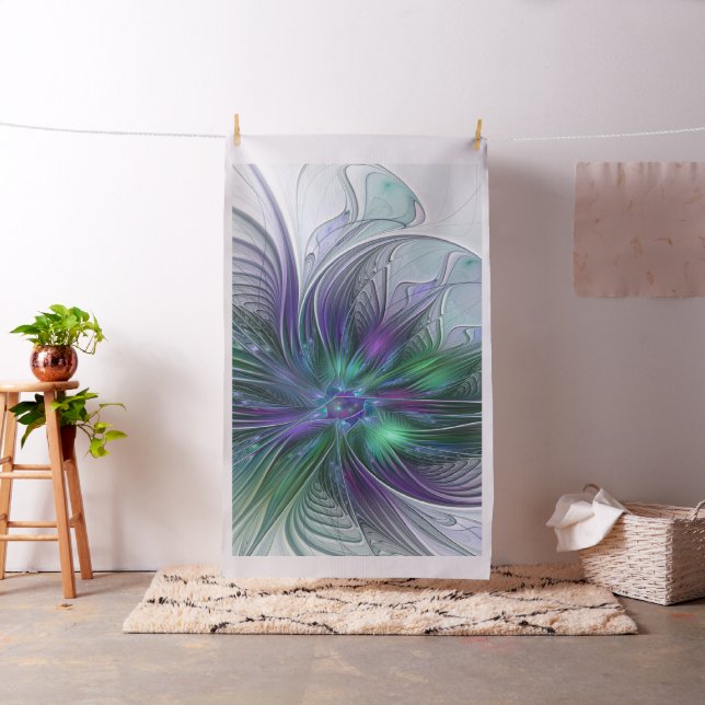 Lila grüne Blume Moderne Abstrakte Kunst Fraktal Stoff (Beispiel)