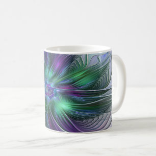 Lila grüne Blume Moderne Abstrakte Kunst Fraktal Tasse