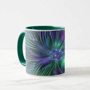 Lila grüne Blume Moderne Abstrakte Kunst Fraktal Tasse