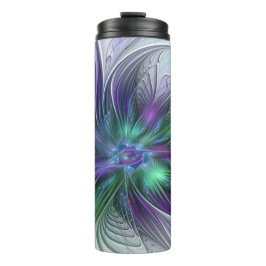Lila grüne Blume Moderne Abstrakte Kunst Fraktal Thermosbecher