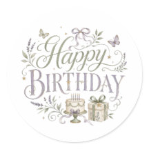 Lila Grüne Blumen Happy Birthday
