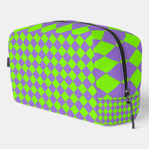 Lila grüne Checker-Diamantmuster-Kulturtasche Waschbeutel