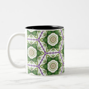 Lila grüne Geometrie der Blume Zweifarbige Tasse