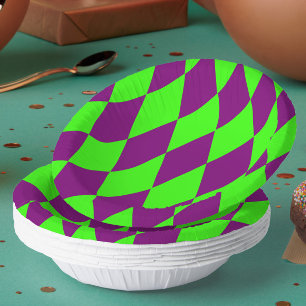 Lila Grüne Harlekin Karo-Design Pappteller