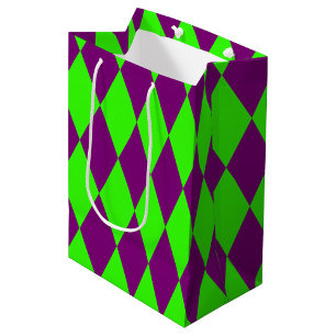 Lila Grüne Harlekin Karomuster Design Mittlere Geschenktüte