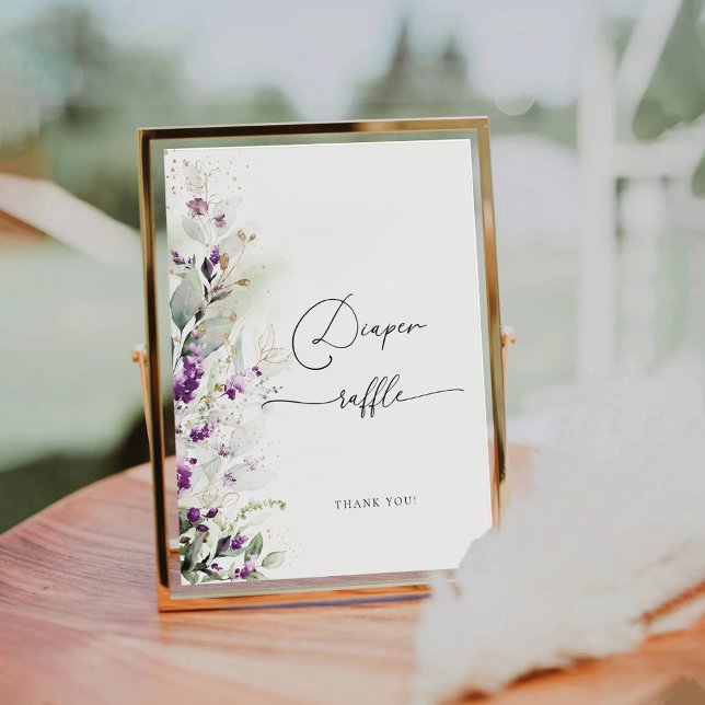 Lila Grüne Lavender Diaper Raffle-Zeichen Sockelschild (Von Creator hochgeladen)